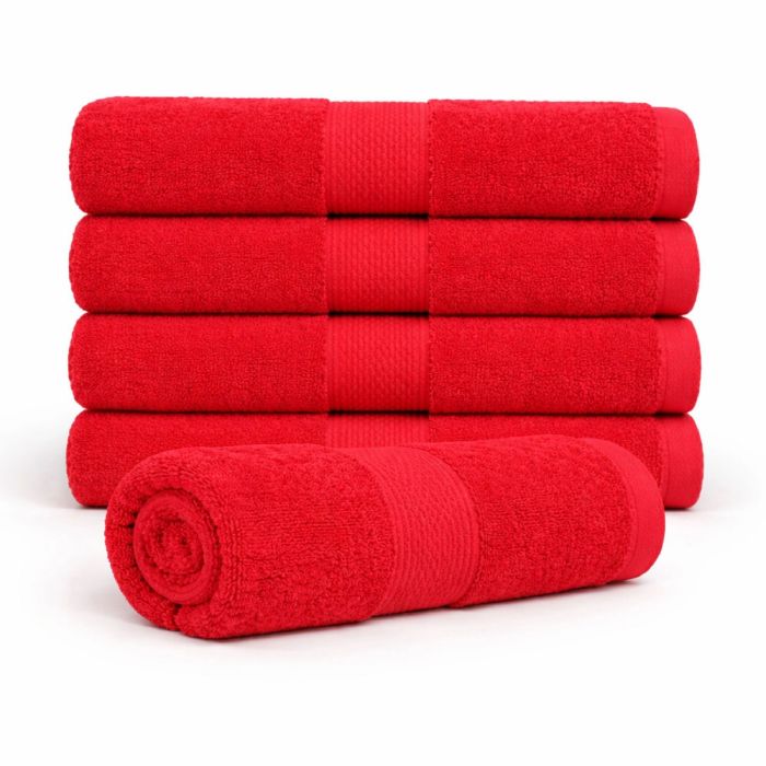 Bomulds håndklæde - 100% bomuld - Badehåndklæde 70x140 cm - Diamant - Rød