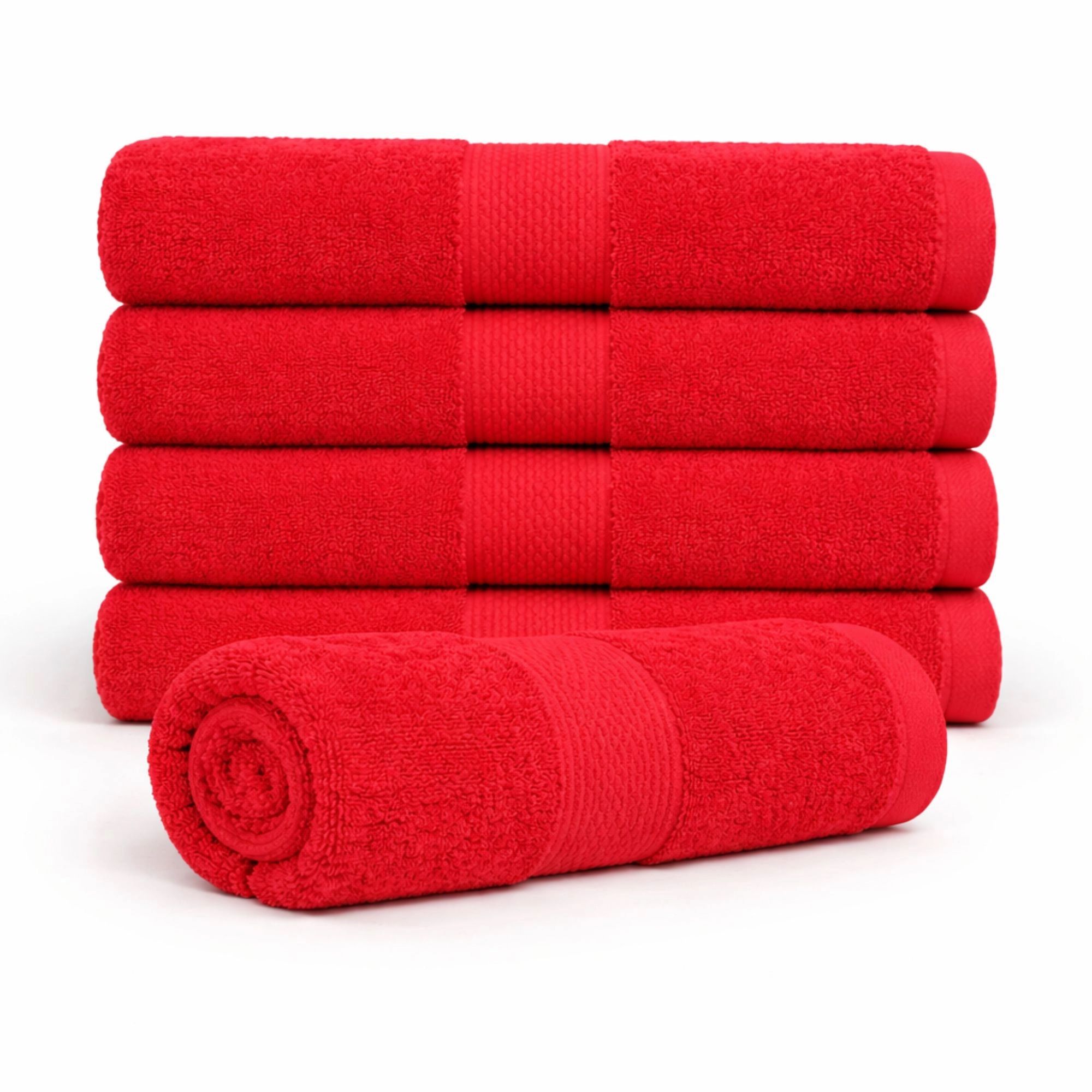 Bomulds håndklæde - 100% bomuld - Badehåndklæde 70x140 cm - Diamant - Rød billede