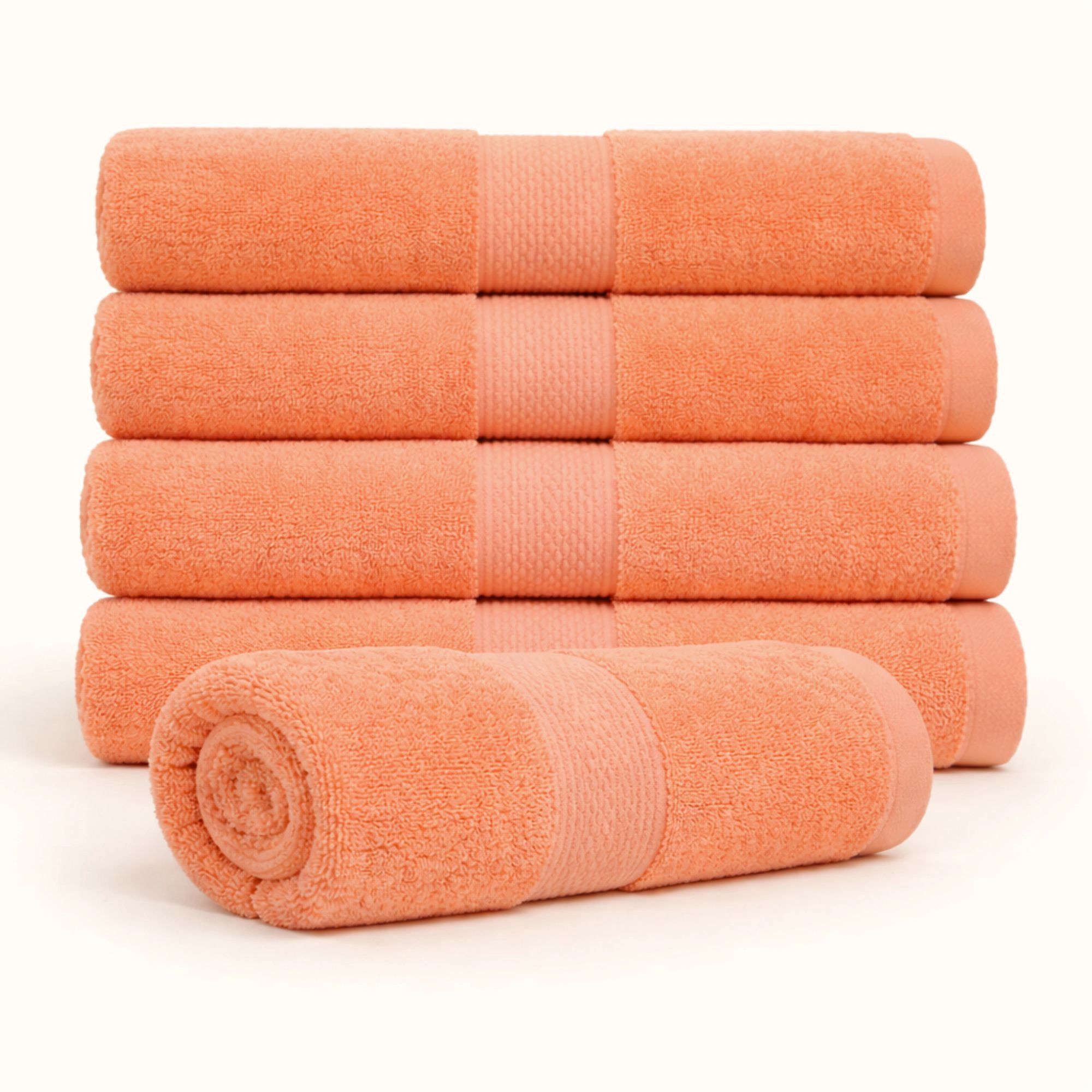 Bomulds håndklæde - 100% bomuld - Badehåndklæde 70x140 cm - Diamant - Orange billede