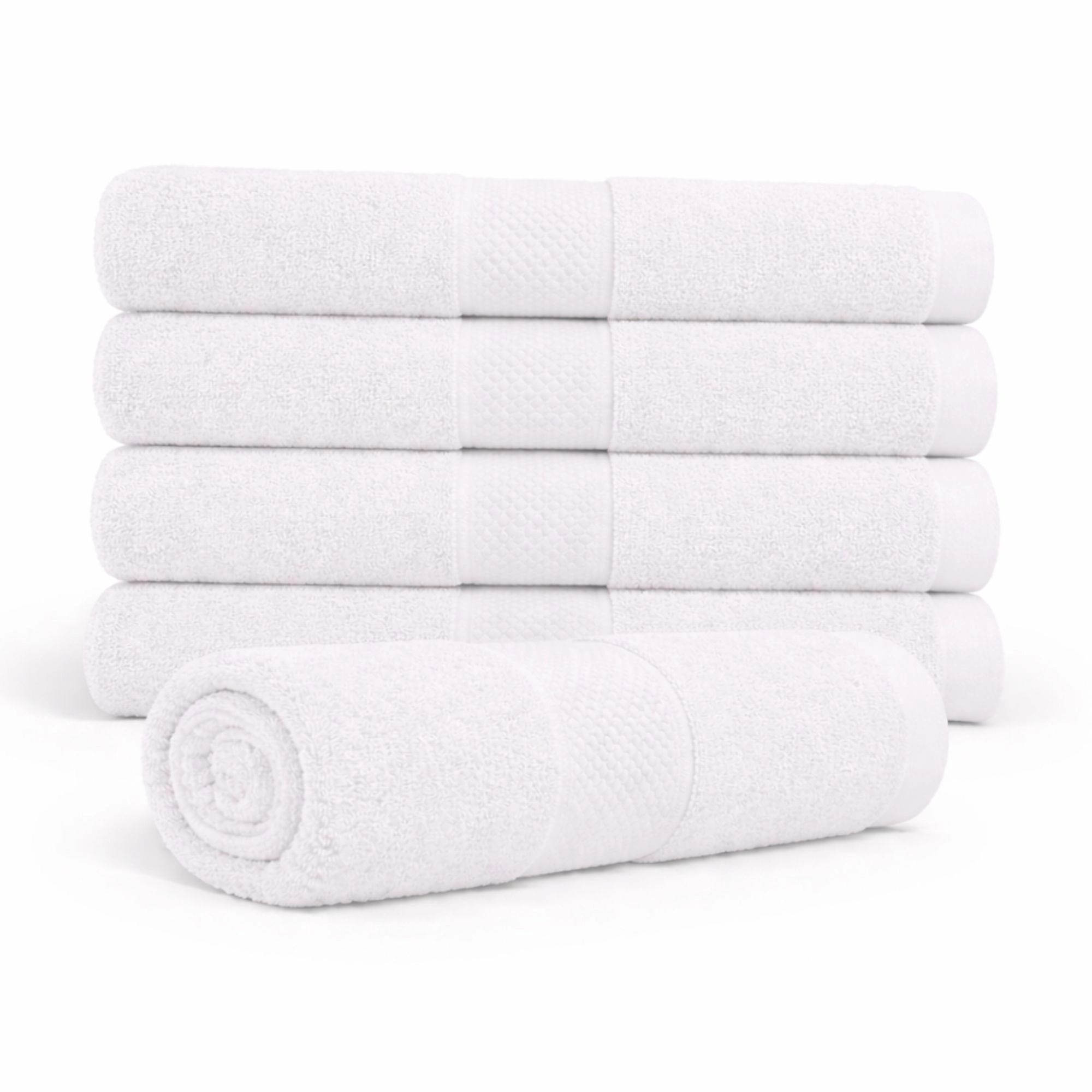 Bomulds håndklæde - 100% bomuld - Badehåndklæde 70x140 cm - Diamant - Hvid billede