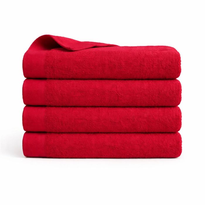Bomulds håndklæde - 100% bomuld - Badelagen 100x150 cm - Valmue - Rød