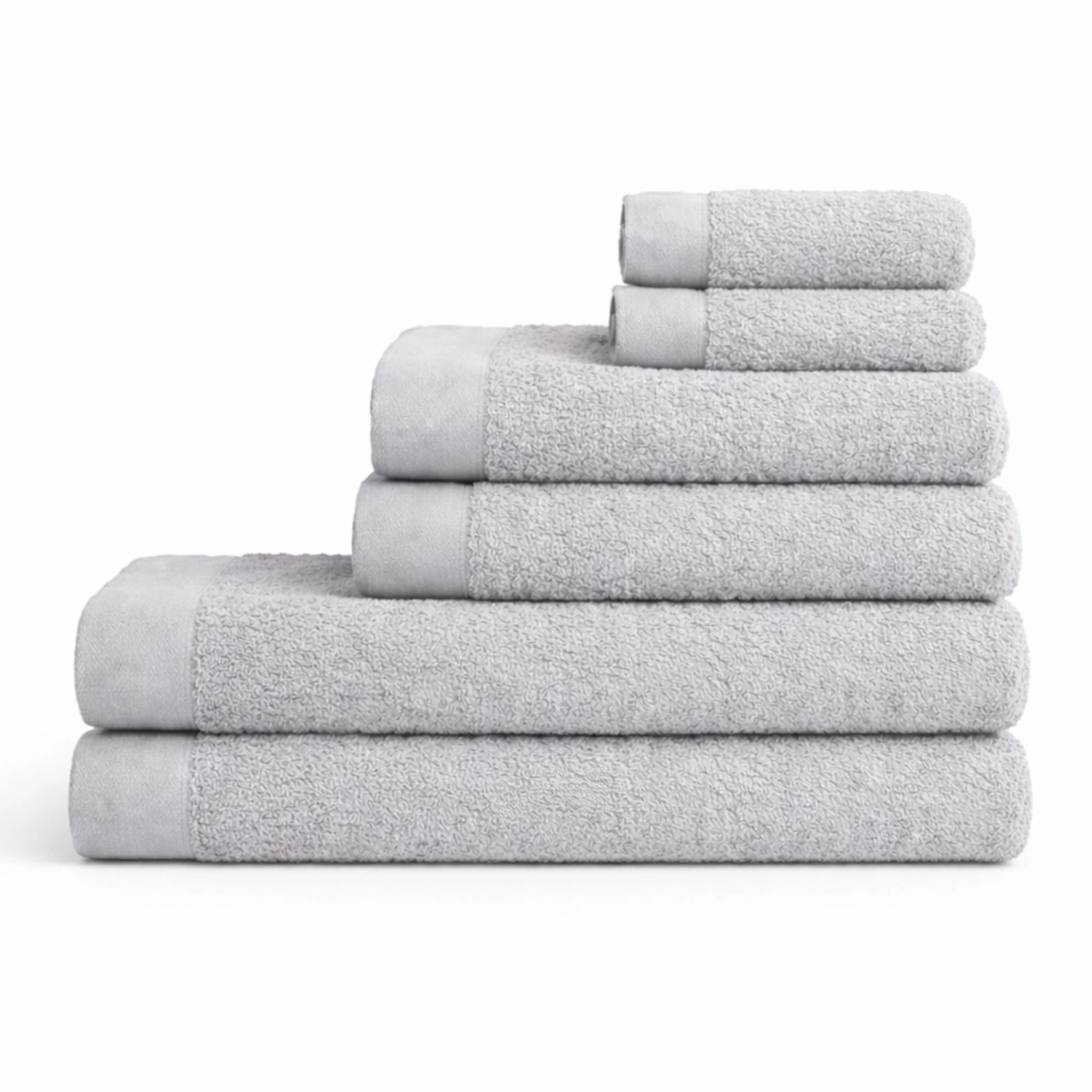 Bomulds håndklæder - 100% bomuld - 6-pak - Valmue - Lysegrå billede