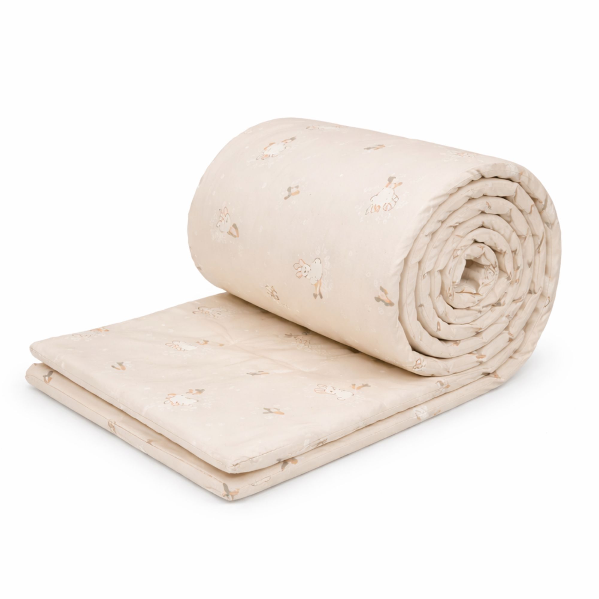 Sengerand - Passer til tremmeseng - Sandfarvet med kaniner billede