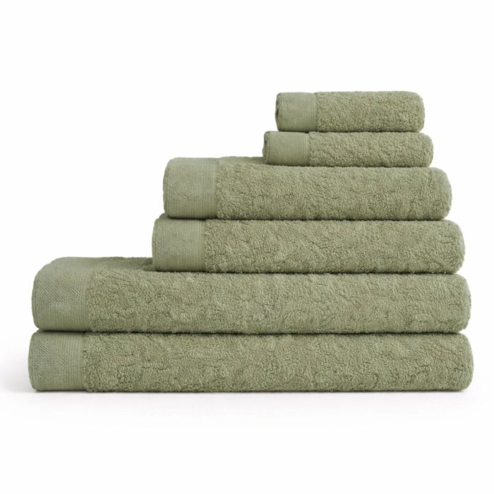 Bomulds håndklæder - 100% bomuld - 6-pak - Valmue - Lysegrøn
