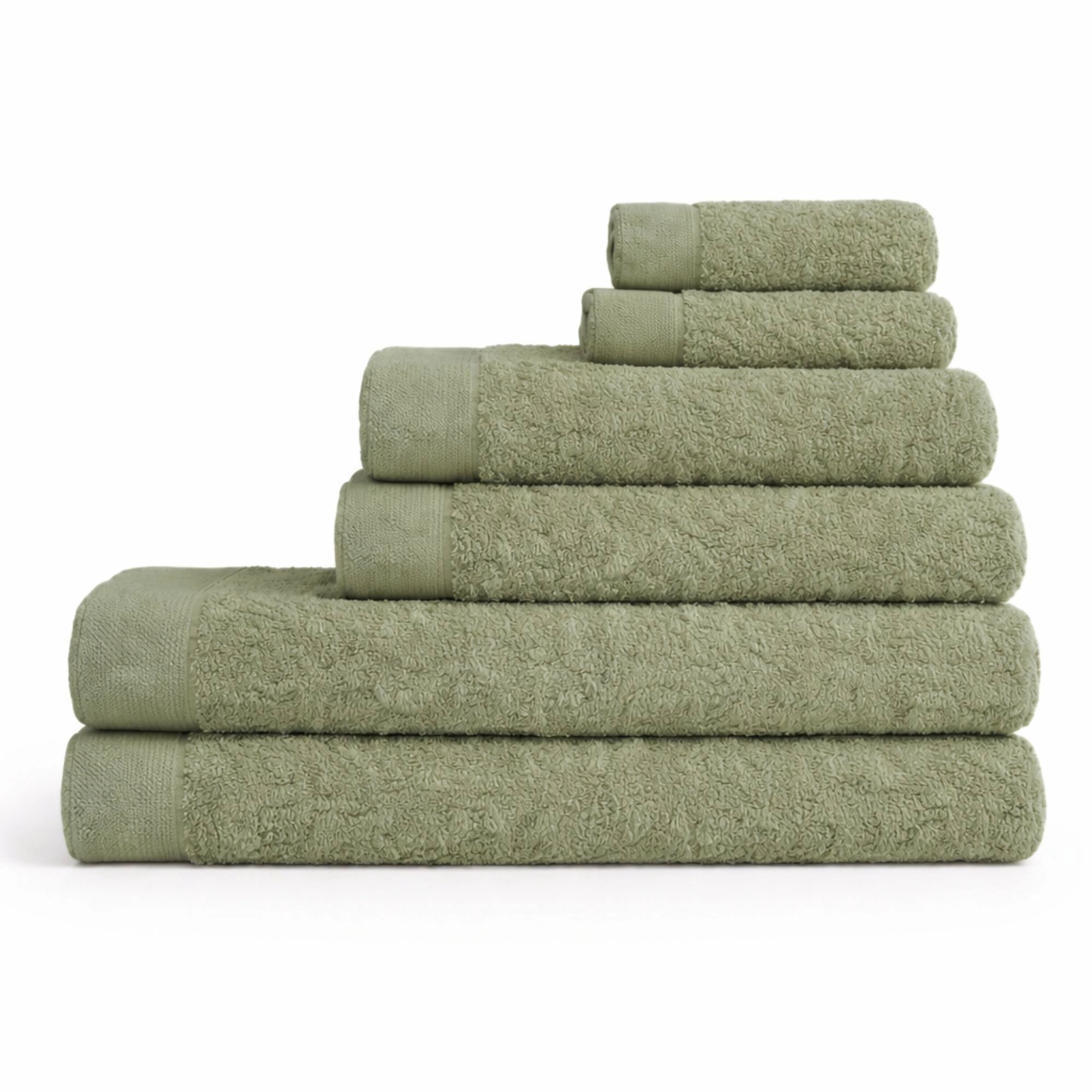 Bomulds håndklæder - 100% bomuld - 6-pak - Valmue - Lysegrøn billede