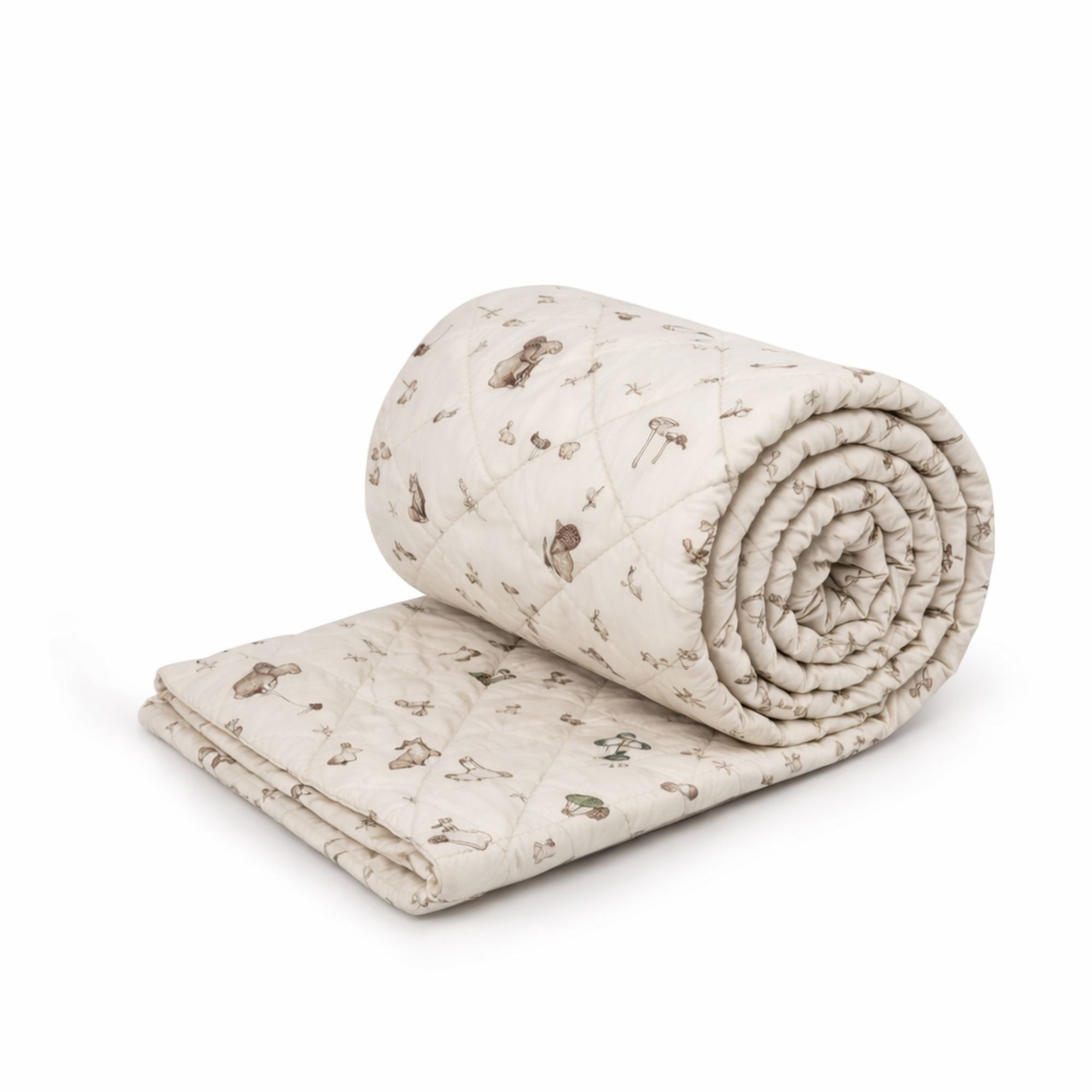 Sengerand - Passer til babyseng 120x60 cm - Sandfarvet med skovens dyr billede