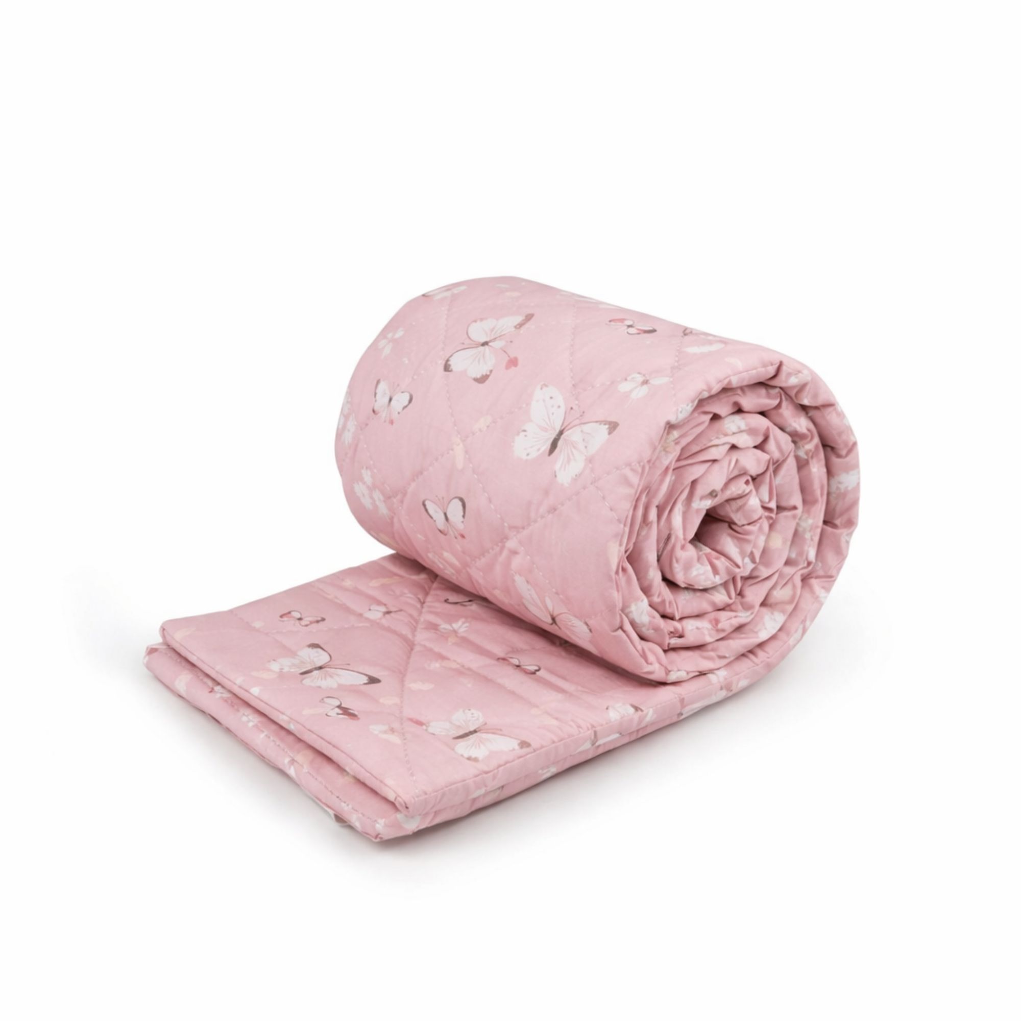 Sengerand - Passer til babyseng 120x60 cm - Lyserød med sommerfugle billede