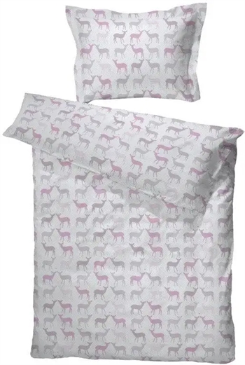 Billede af Baby sengetøj 65x80 cm - Lille hjort Rosa - 100% bomuld - Borås Cotton sengesæt