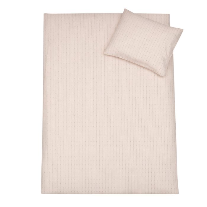 Blomster stribet sengetøj - 100% bomuld - Junior sengetøj 100x140 cm - Sand/brun med blomstret striber
