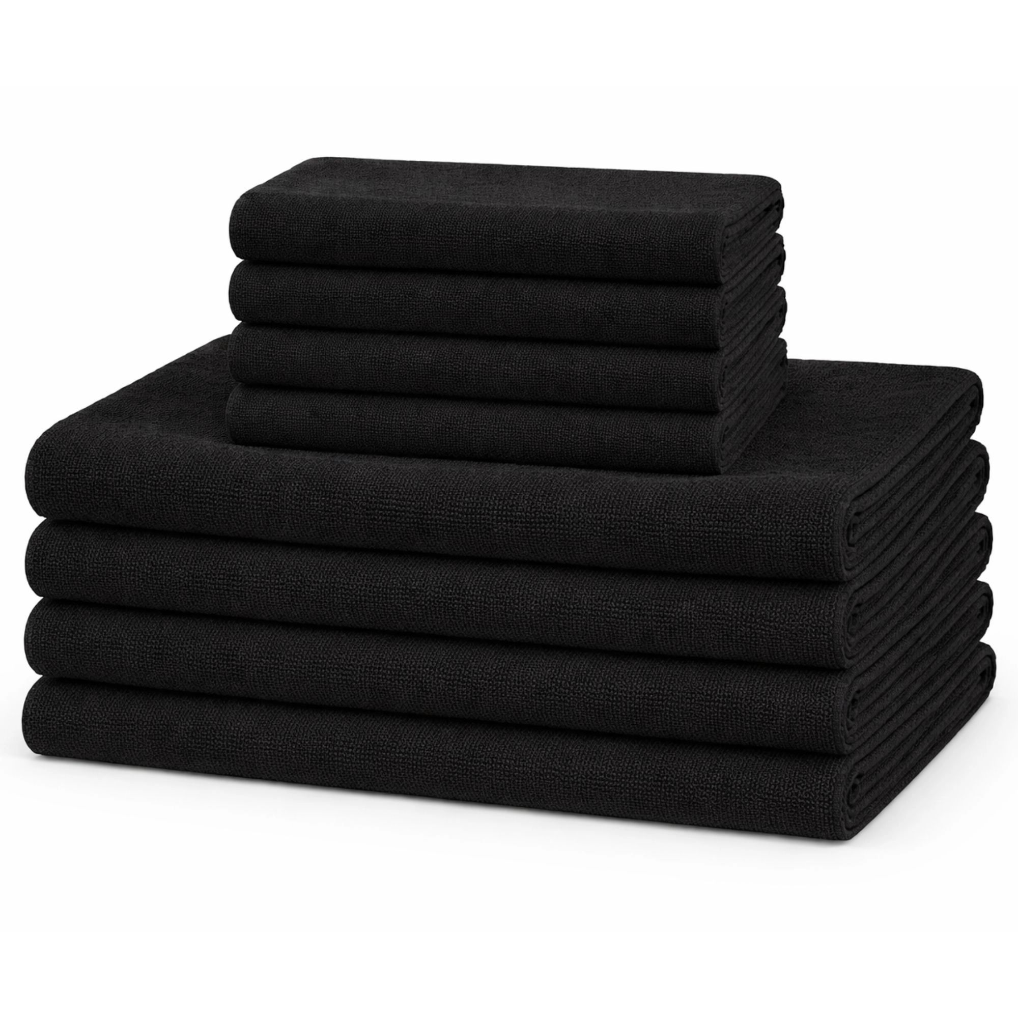 Microfiber håndklæder - Letvægts håndklæder - 8-pak - Sort