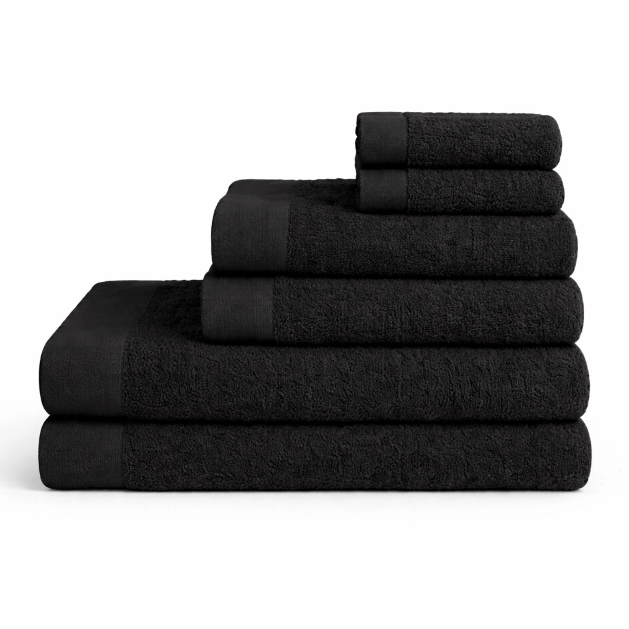 Bomulds håndklæder - 100% bomuld - 6-pak - Valmue - Sort billede