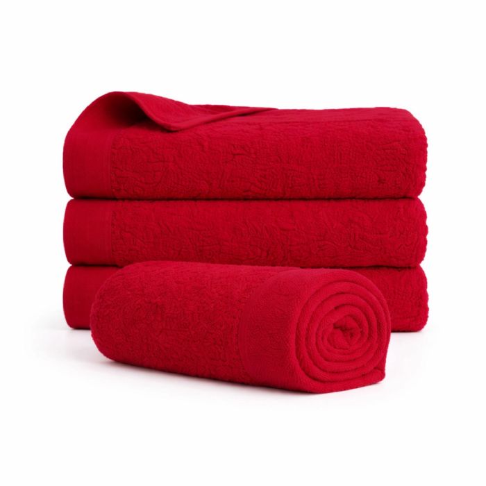 Bomulds håndklæde - 100% bomuld - 50x100 cm - Valmue - Rød