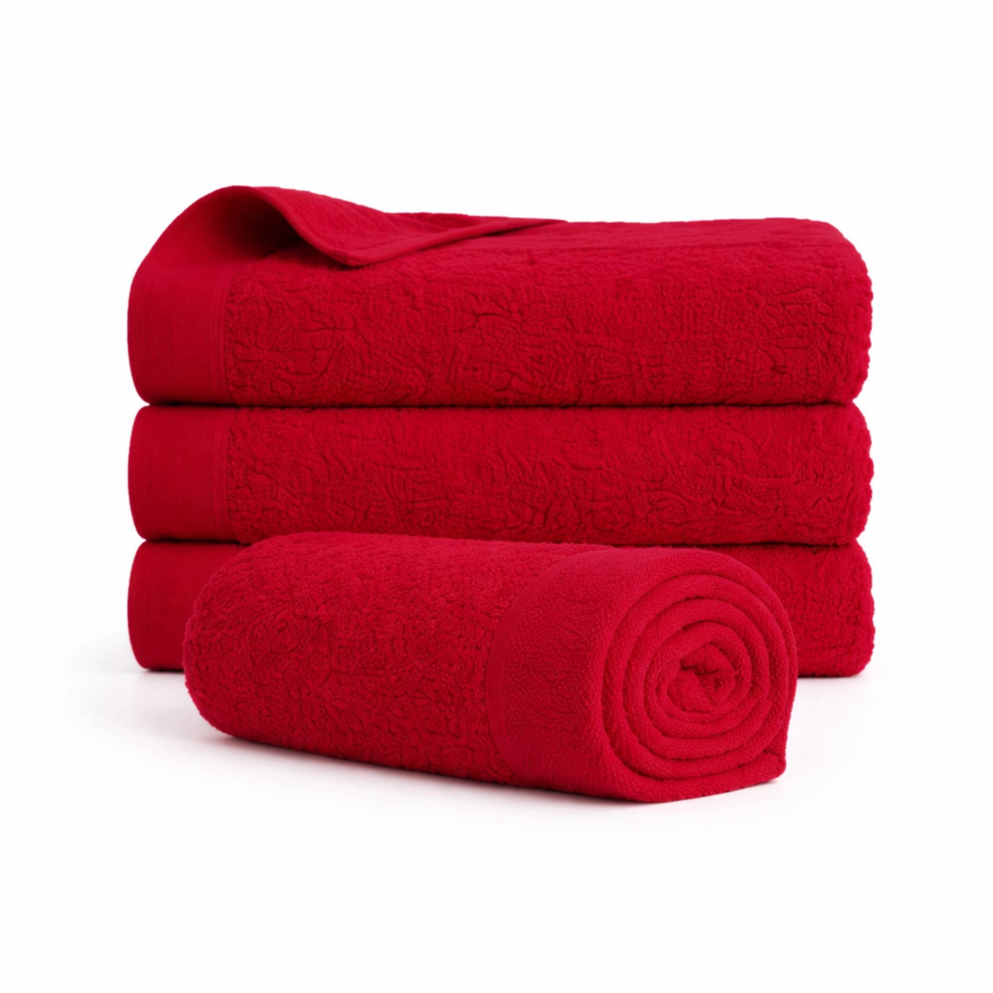 Bomulds håndklæde - 100% bomuld - 50x100 cm - Valmue - Rød billede